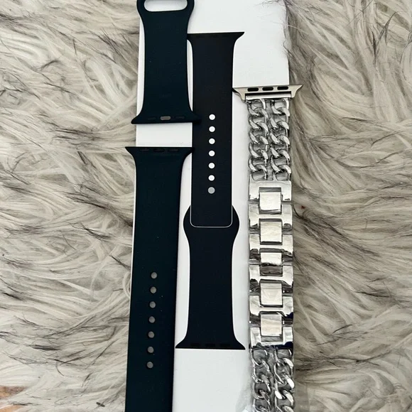 New Apple Watch band $20 44m black & New stainless look watch band $20 for both - Picture 2 of 4